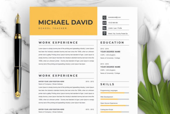 Download Yellow Resume Template | Word CV - Premium Resources